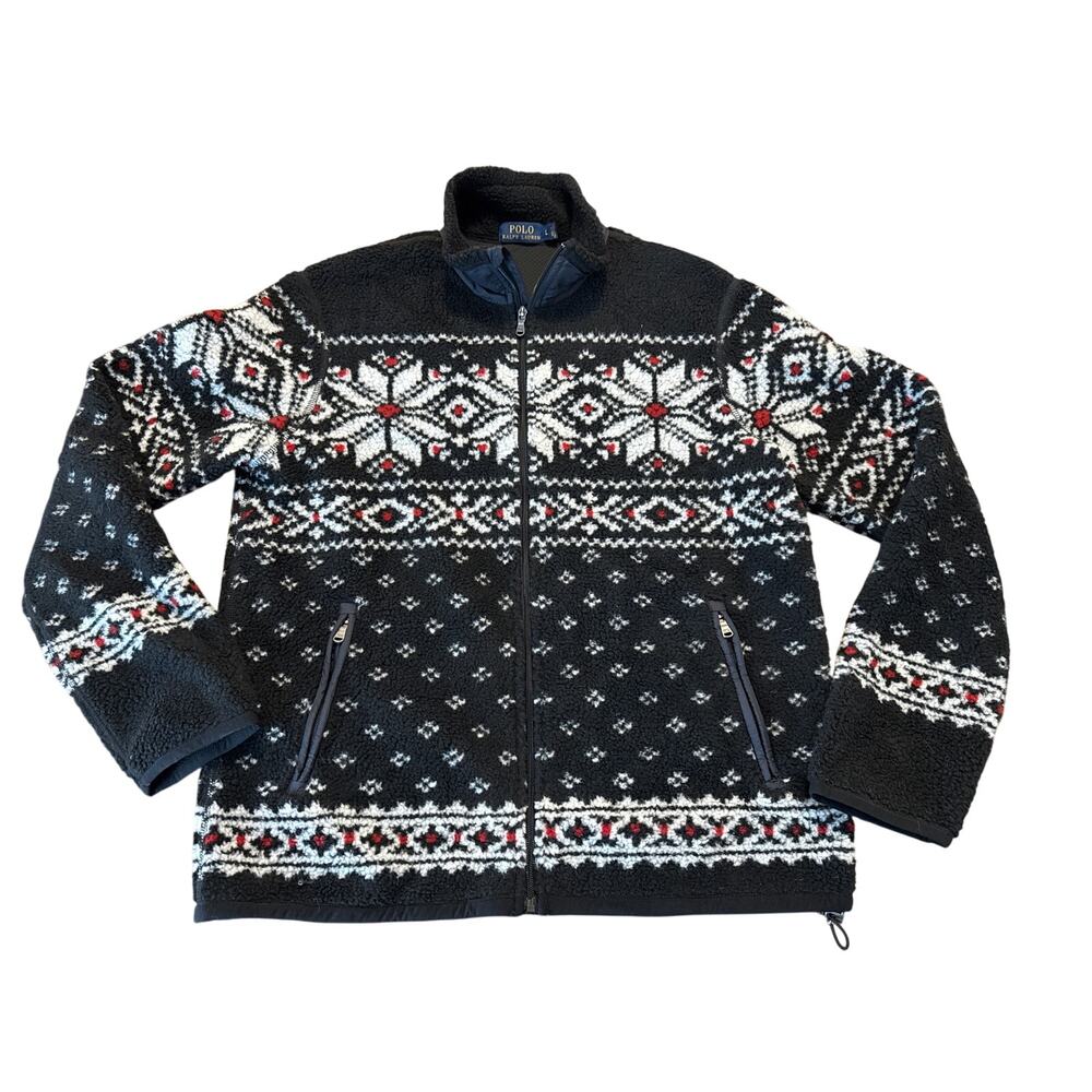 Ralph Lauren Full Zip Fleece Nordic Fair Isle Men Size Large